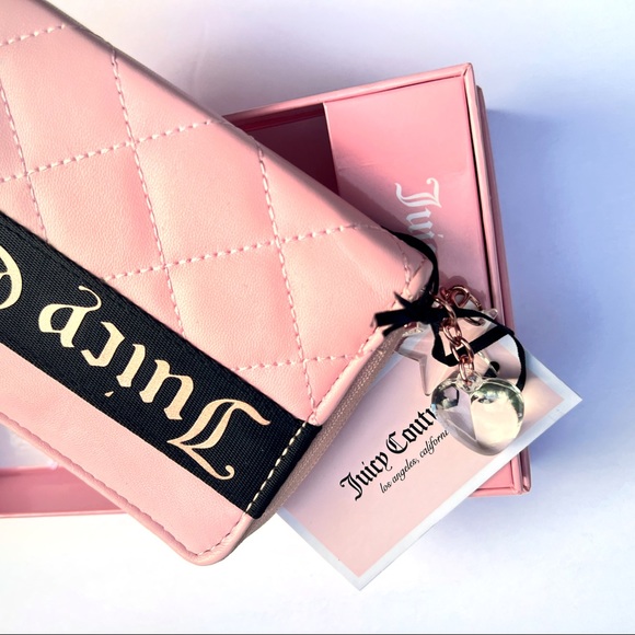 Juicy Couture Starburst Macaroon Pink Zip Around Wallet with Charms - Picture 5 of 12
